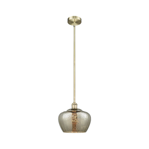 Innovations Fenton 11in 1-Light Mini Pendant | Industrial Antique Brass Steel and Mercury Ribbed Glass | Kitchen Island & Dining | Model 616-1S-AB-G96-L