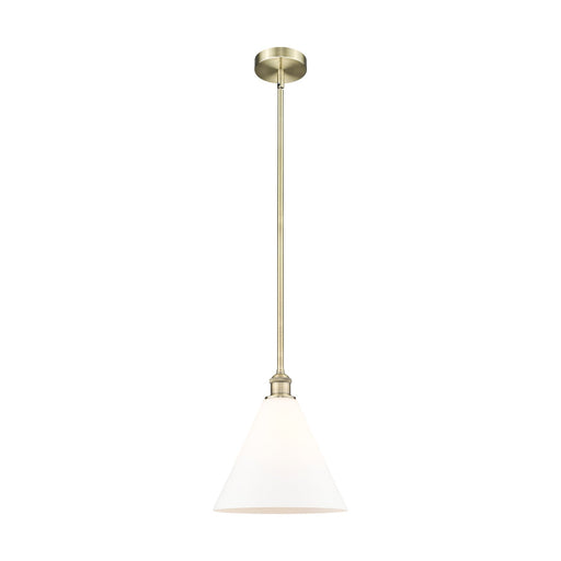 Innovations Berkshire Glass 12in 1-Light Mini Pendant | Industrial Antique Brass Steel and Matte White Glass | Kitchen | Model 616-1S-AB-GBC-121-LED