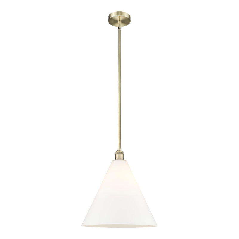 Innovations Berkshire 16in 1-Light Pendant | Industrial Antique Brass Steel and Matte White Glass | Kitchen Island & Dining Room | Model 616-1S-AB-GBC-161