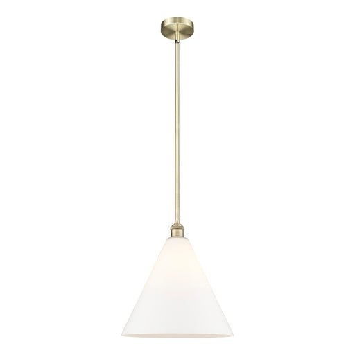 Innovations Berkshire 16in 1-Light Pendant | Industrial Antique Brass Steel and Matte White Glass | Kitchen Island & Dining Room | Model 616-1S-AB-GBC-161