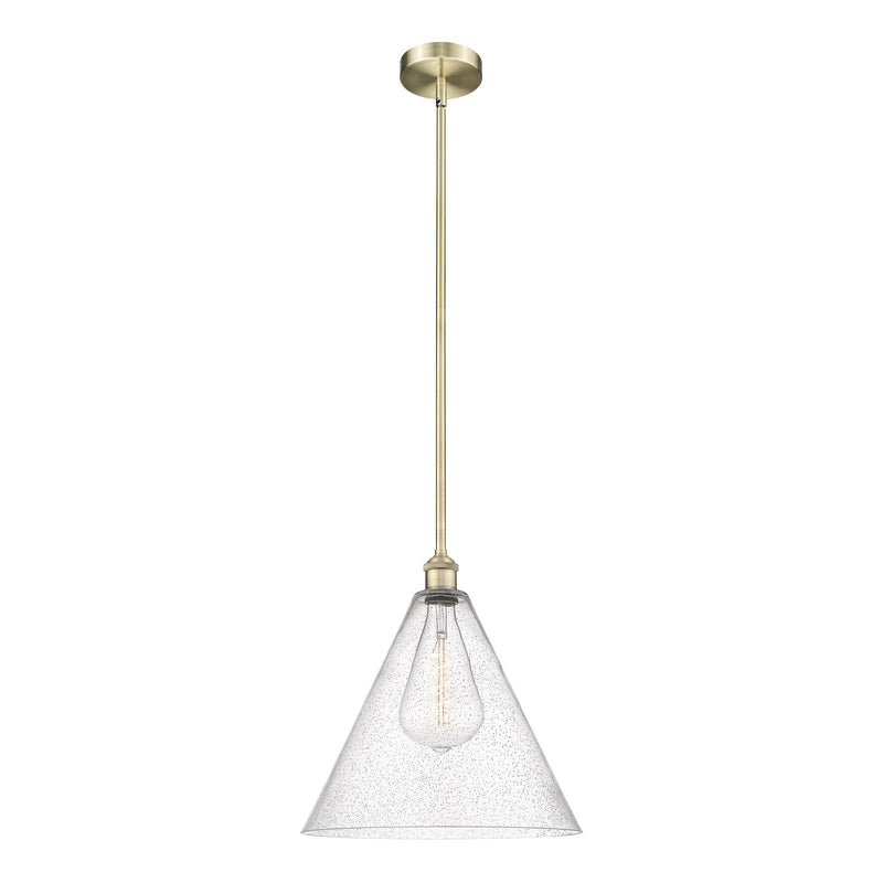 Innovations Berkshire 16in 1-Light Pendant | Industrial Antique Brass Steel and Seedy Glass | Kitchen Island & Dining Room | 16 | Model 616-1S-AB-GBC-164