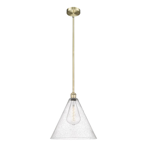 Innovations Berkshire 16in 1-Light Pendant | Industrial Antique Brass Steel and Seedy Glass | Kitchen Island & Dining Room | Model 616-1S-AB-GBC-164-LED