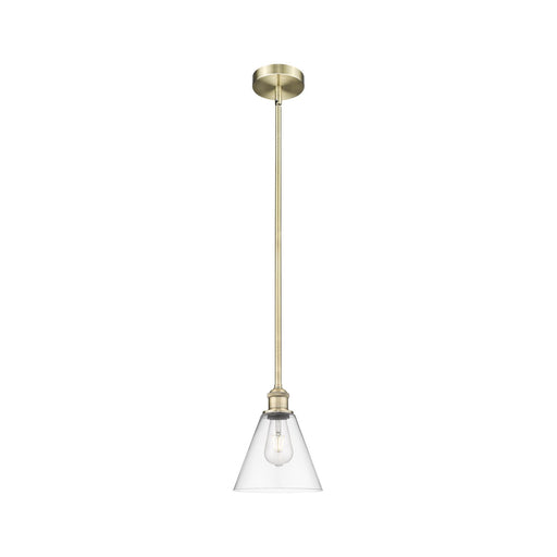 Innovations Berkshire Glass 8in 1-Light Mini Pendant | Industrial Antique Brass Steel and Clear Glass | Kitchen Island & Dining | Model 616-1S-AB-GBC-82