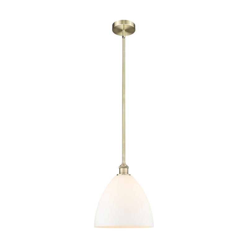 Innovations Bristol 12in 1-Light Mini Pendant | Industrial Antique Brass Steel and Matte White Glass | Kitchen Island & Dining | Model 616-1S-AB-GBD-121