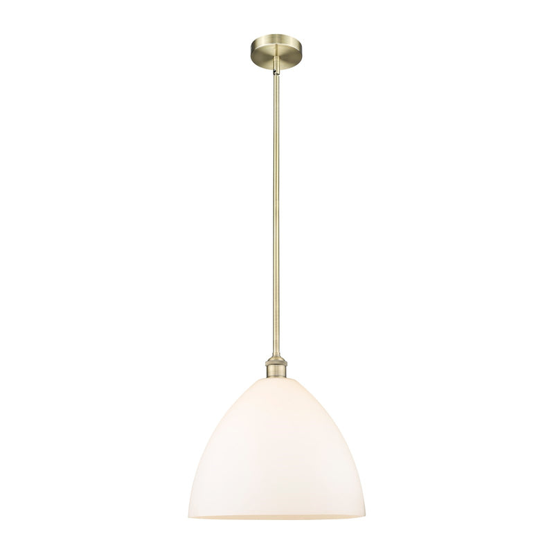 Innovations Bristol 16in 1-Light Pendant | Industrial Antique Brass and Matte White Glass | Kitchen Island & Dining Room | Model 616-1S-AB-GBD-161-LED
