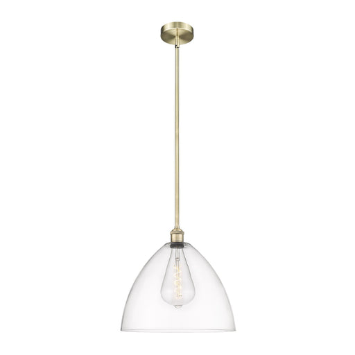 Innovations Bristol 16in 1-Light Pendant | Industrial Antique Brass Steel and Clear Glass | Kitchen Island & Dining Room | 16 x | Model 616-1S-AB-GBD-162