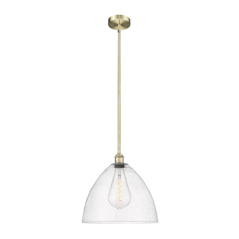 Innovations Bristol 16in 1-Light Pendant | Industrial Antique Brass Steel and Seedy Glass | Kitchen Island & Dining Room | 16 x | Model 616-1S-AB-GBD-164