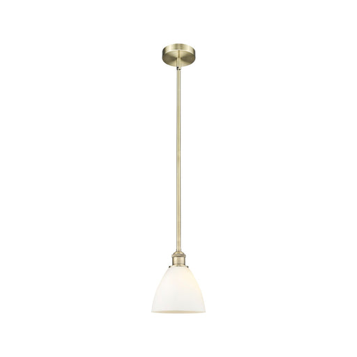 Innovations Bristol 8in 1-Light Mini Pendant | Industrial Antique Brass Steel and Matte White Glass | Kitchen Island | 7.5 x 7.5 | Model 616-1S-AB-GBD-751
