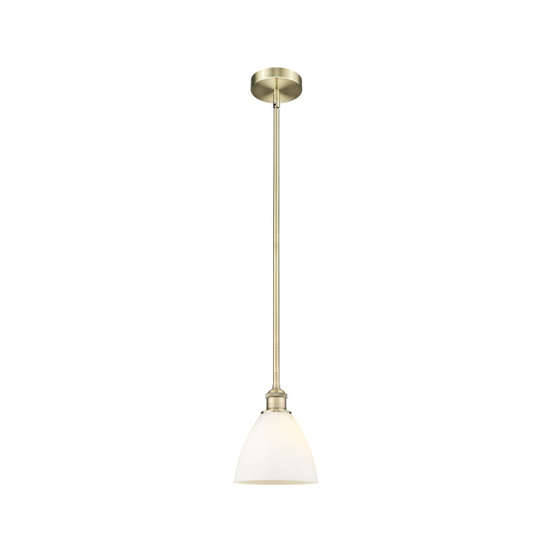 Innovations Bristol 7.5in 1-Light Mini Pendant | Industrial Antique Brass Steel and Matte White Glass | Kitchen Island & | Model 616-1S-AB-GBD-751-LED