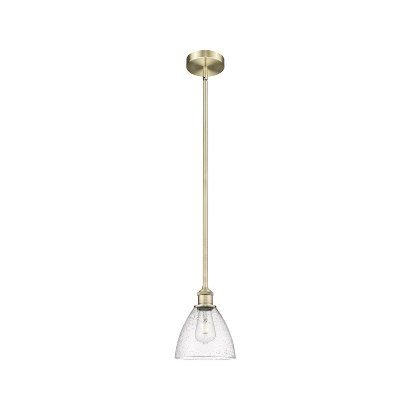 Innovations Bristol 8in 1-Light Mini Pendant | Industrial Antique Brass Steel and Seedy Glass | Kitchen Island & Dining Room | Model 616-1S-AB-GBD-754