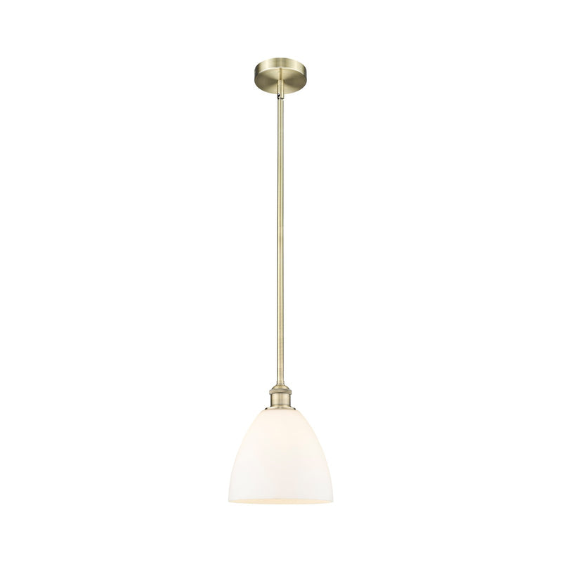 Innovations Bristol 9in 1-Light Mini Pendant | Industrial Antique Brass Steel and Matte White Glass | Kitchen Island & Dining | Model 616-1S-AB-GBD-91-LED
