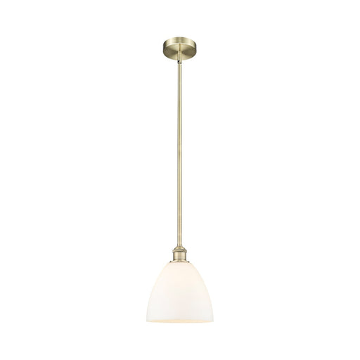 Innovations Bristol 9in 1-Light Mini Pendant | Industrial Antique Brass Steel and Matte White Glass | Kitchen Island & Dining | Model 616-1S-AB-GBD-91-LED