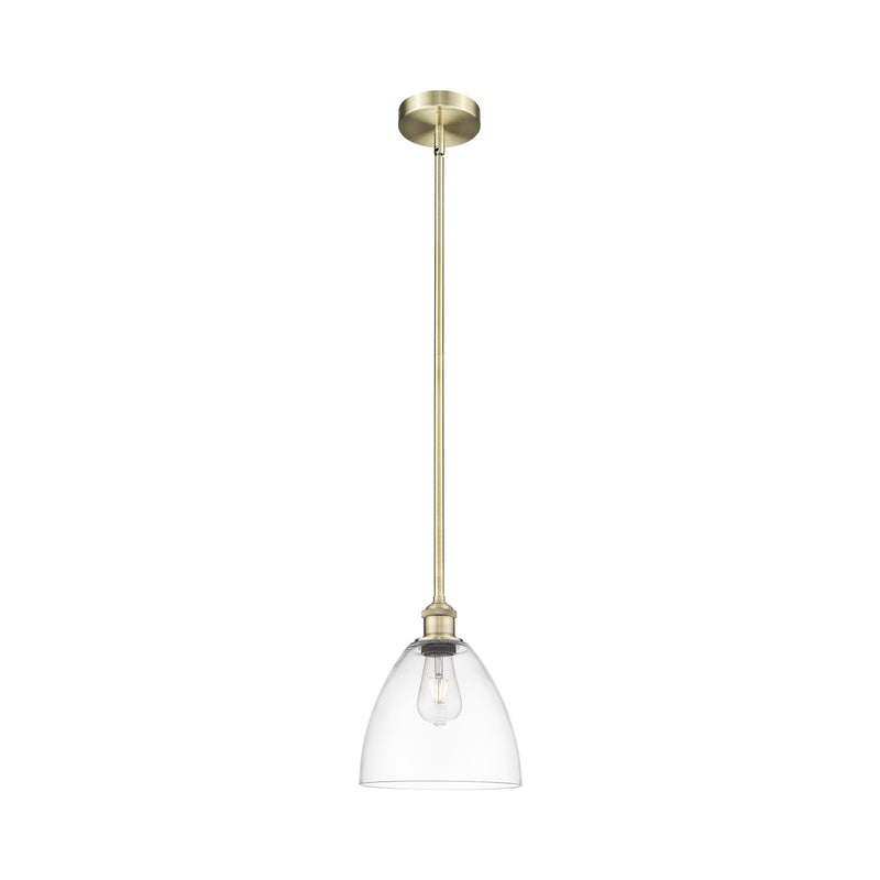 Innovations Bristol 9in 1-Light Mini Pendant | Industrial Antique Brass and Clear Glass | Kitchen Island & Dining Room | 9 x 9 x | Model 616-1S-AB-GBD-92