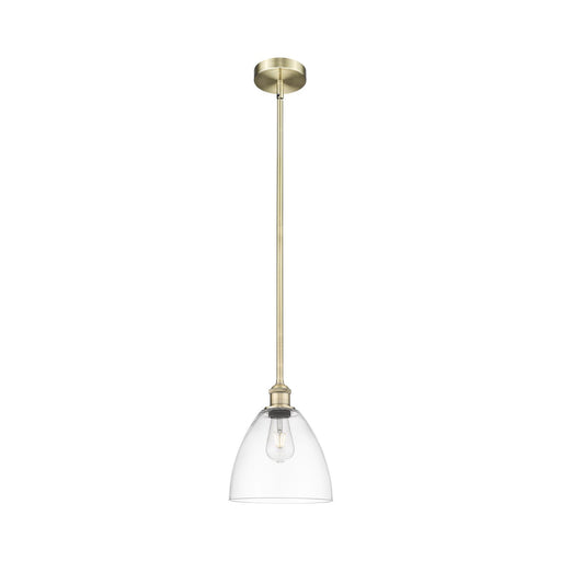 Innovations Bristol 9in 1-Light Mini Pendant | Industrial Antique Brass and Clear Glass | Kitchen Island & Dining Room | 9 x 9 x | Model 616-1S-AB-GBD-92