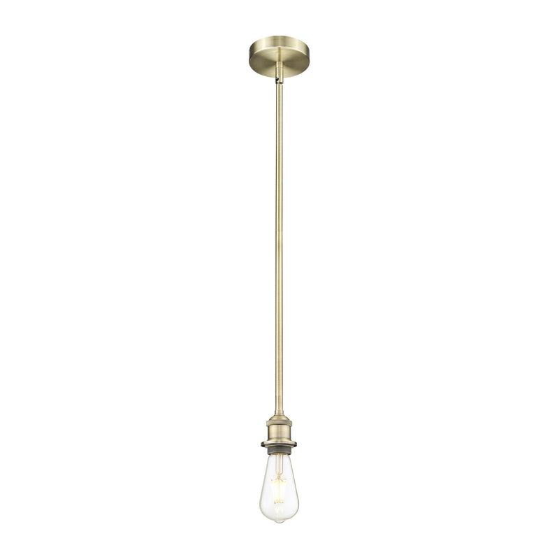 Innovations Lighting Edison 2in 1-Light Mini Pendant | Industrial Antique Brass Steel Bare Bulb | Kitchen Island & Dining Room | Model 616-1S-AB-LED