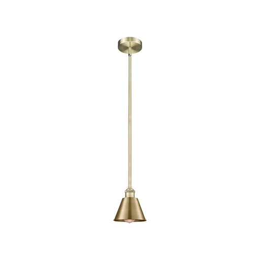Innovations Smithfield 7in 1-Light Mini Pendant | Industrial Antique Brass Steel and Antique Brass Metal Shade | Kitchen Island & | Model 616-1S-AB-M8