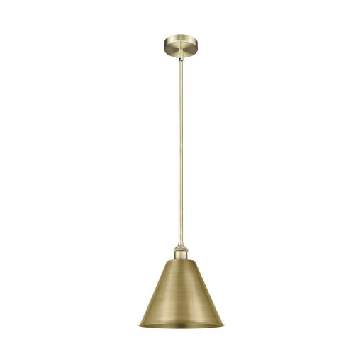 Innovations Berkshire Metal 12in 1-Light Mini Pendant | Industrial Antique Brass Steel and Cast Brass Metal Shade | Kitchen | Model 616-1S-AB-MBC-12-AB
