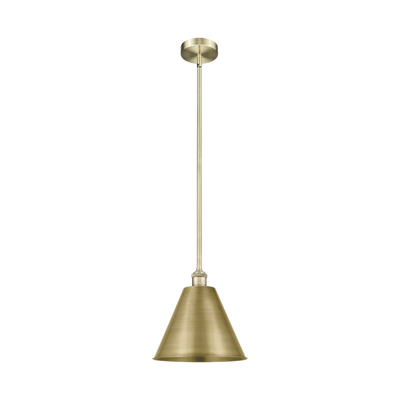 Innovations Berkshire 12in 1-Light Mini Pendant | Industrial Antique Brass Steel and Cast Brass Metal Shade | Kitchen | Model 616-1S-AB-MBC-12-AB-LED