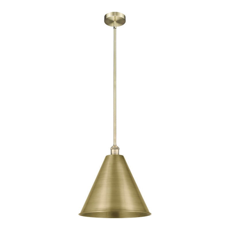 Innovations Berkshire Metal 16in 1-Light Mini Pendant | Industrial Antique Brass Steel and Cast Brass Metal Shade | Kitchen | Model 616-1S-AB-MBC-16-AB
