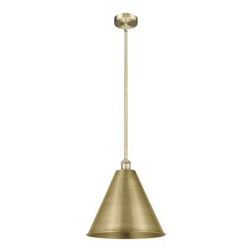 Innovations Berkshire 16in 1-Light Mini Pendant | Industrial Antique Brass Steel and Antique Brass Metal Shade | Kitchen | Model 616-1S-AB-MBC-16-AB-LED