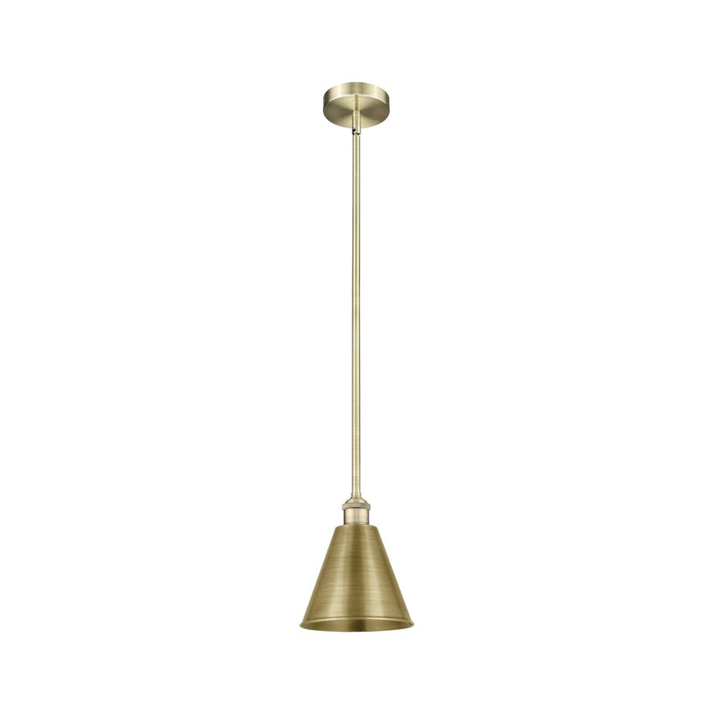 Innovations Berkshire Metal 8in 1-Light Mini Pendant | Industrial Farmhouse Antique Brass Steel and Cast Brass | Kitchen Island | Model 616-1S-AB-MBC-8-AB