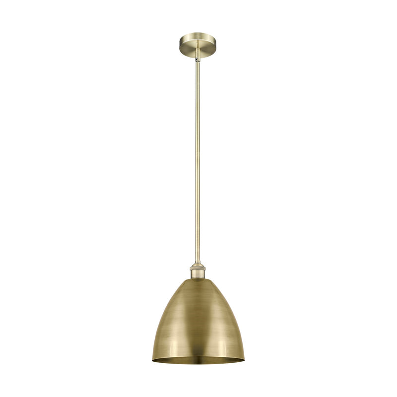 Innovations Bristol 12in 1-Light Mini Pendant | Industrial Farmhouse Antique Brass Steel and Metal Shade | Kitchen Island & | Model 616-1S-AB-MBD-12-AB