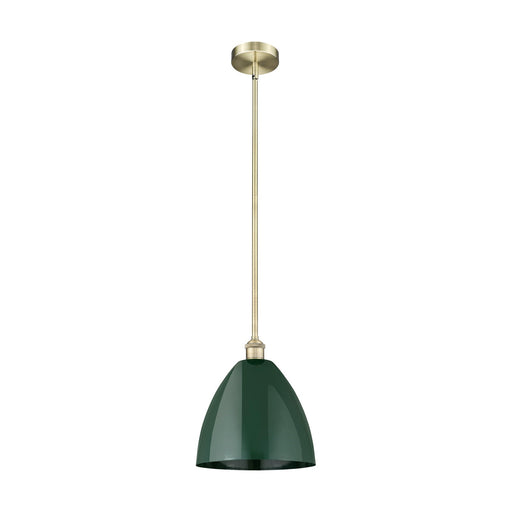Innovations Plymouth 12in 1-Light Mini Pendant | Industrial Antique Brass and Matte Green Metal | Kitchen Island & Dining Room | Model 616-1S-AB-MBD-12-GR