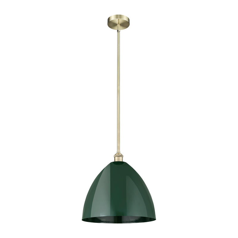 Innovations Plymouth 16in 1-Light Mini Pendant | Industrial Antique Brass Steel and Matte Green Metal | Kitchen Island & | Model 616-1S-AB-MBD-16-GR