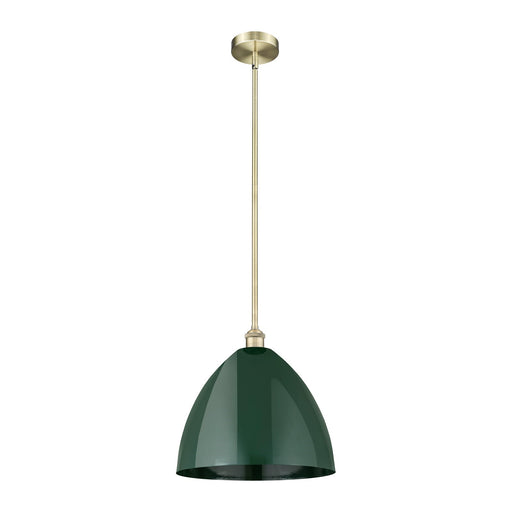 Innovations Plymouth 16in 1-Light Mini Pendant | Industrial Antique Brass Steel and Matte Green Metal | Kitchen Island & | Model 616-1S-AB-MBD-16-GR
