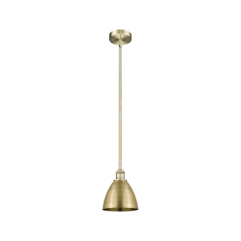 Innovations Bristol 8in 1-Light Mini Pendant | Industrial Antique Brass Steel and Cast Brass Metal Shade | Kitchen Island & | Model 616-1S-AB-MBD-75-AB