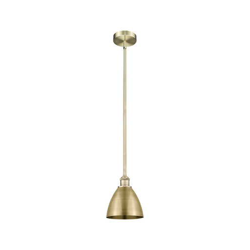 Innovations Bristol 8in 1-Light Mini Pendant | Industrial Antique Brass Steel and Cast Brass Metal Shade | Kitchen Island | Model 616-1S-AB-MBD-75-AB-LED