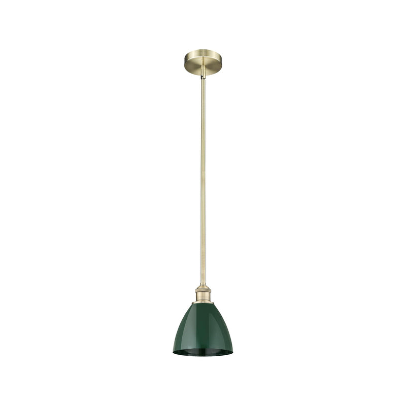 Innovations Plymouth 7.5in 1-Light Mini Pendant | Industrial Antique Brass Steel and Matte Green Metal | Kitchen Island | 7.5 | Model 616-1S-AB-MBD-75-GR