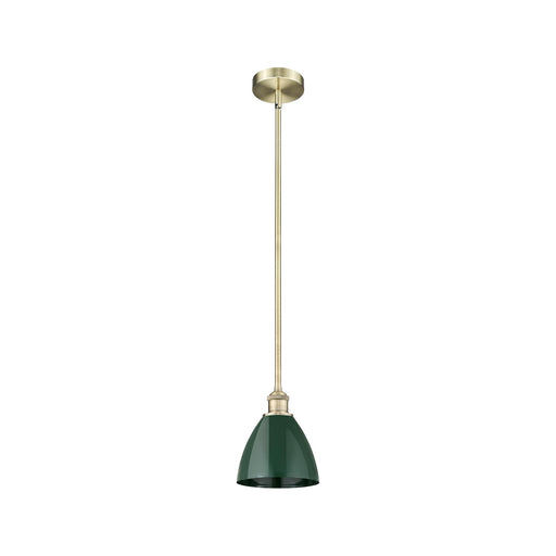 Innovations Plymouth 7.5in 1-Light Mini Pendant | Industrial Farmhouse Antique Brass and Matte Green Metal | Kitchen | Model 616-1S-AB-MBD-75-GR-LED