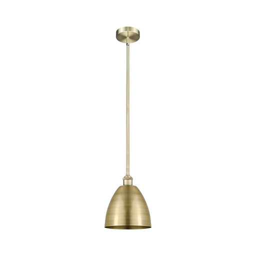 Innovations Bristol 9in 1-Light Mini Pendant | Industrial Farmhouse Antique Brass Steel and Cast Brass Metal Shade | Kitchen | Model 616-1S-AB-MBD-9-AB