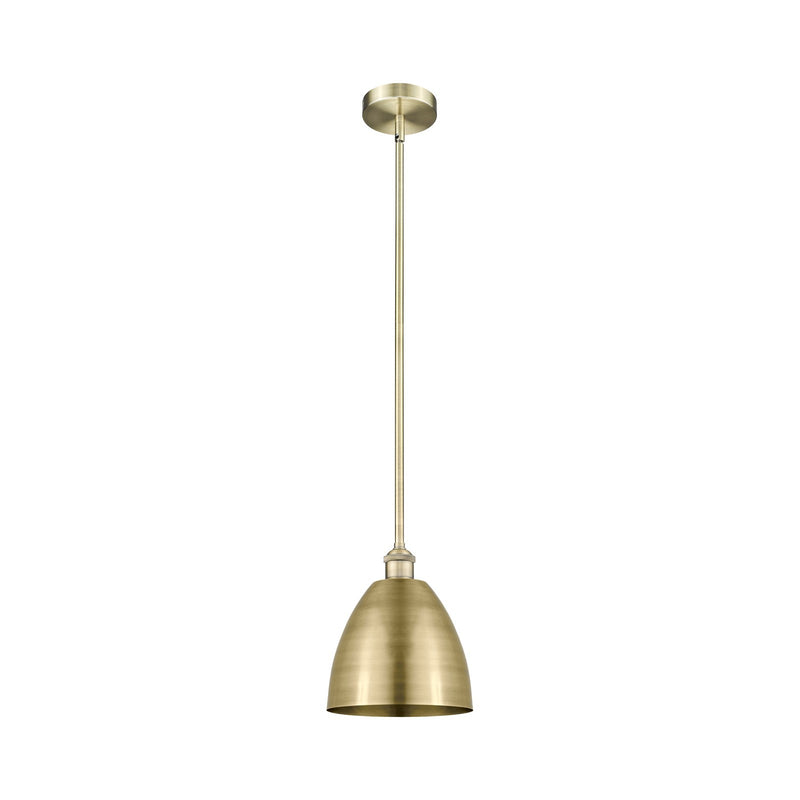 Innovations Bristol 9in 1-Light Mini Pendant | Industrial Antique Brass Steel and Antique Brass Metal Shade | Kitchen | Model 616-1S-AB-MBD-9-AB-LED