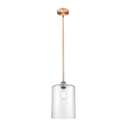 Innovations Cobbleskill 9in 1-Light Mini Pendant | Art Nouveau Industrial Antique Copper Steel and Clear Glass | Kitchen | Model 616-1S-AC-G112-L-LED