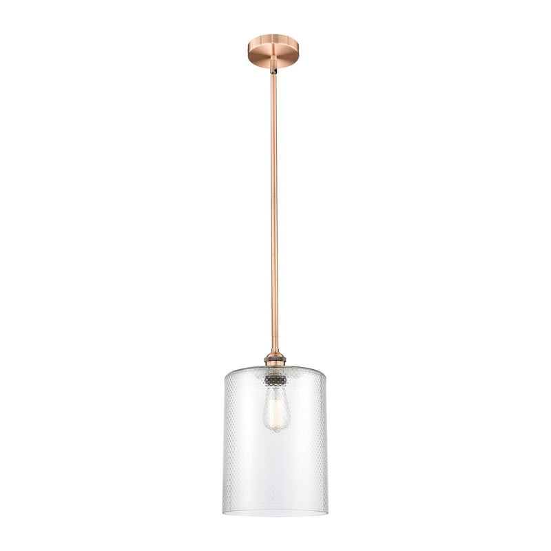 Innovations Cobbleskill 9in 1-Light Mini Pendant | Art Nouveau Industrial Antique Copper Steel and Clear Glass | Kitchen | Model 616-1S-AC-G112-L-LED