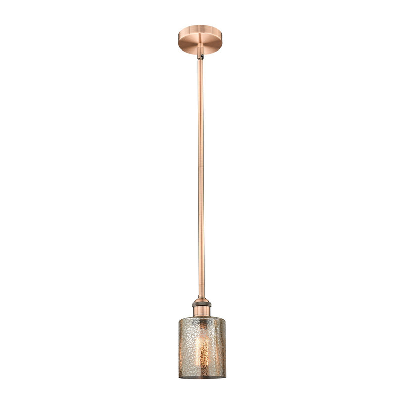 Innovations Cobbleskill 5in 1-Light Mini Pendant | Art Nouveau Industrial Antique Copper Steel and Mercury Glass | Kitchen Island & | Model 616-1S-AC-G116
