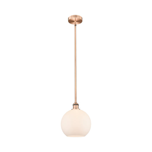Innovations Athens 10in 1-Light Mini Pendant | Industrial Antique Copper Steel and Matte White Glass | Kitchen Island & | Model 616-1S-AC-G121-10-LED