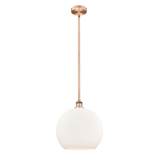 Innovations Athens 14in 1-Light Pendant | Industrial Antique Copper Steel and Matte White Glass | Kitchen Island & Dining | Model 616-1S-AC-G121-14-LED
