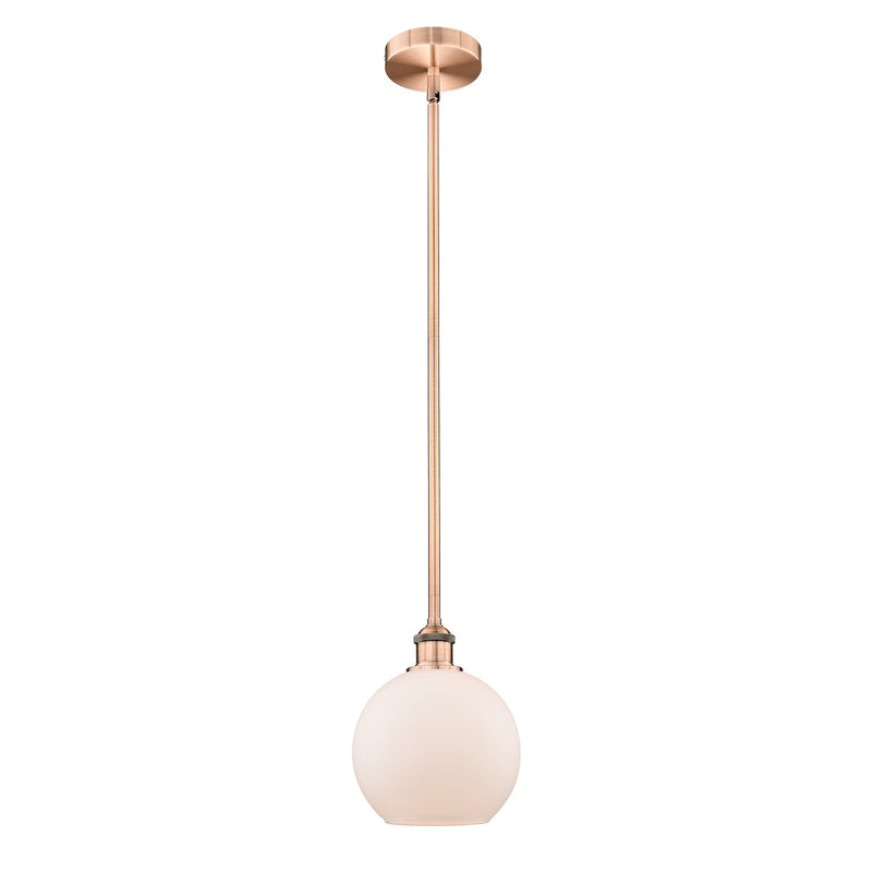 Innovations Athens 8in 1-Light Mini Pendant | Industrial Antique Copper Steel and Matte White Frosted Glass | Kitchen Island | Model 616-1S-AC-G121-8-LED
