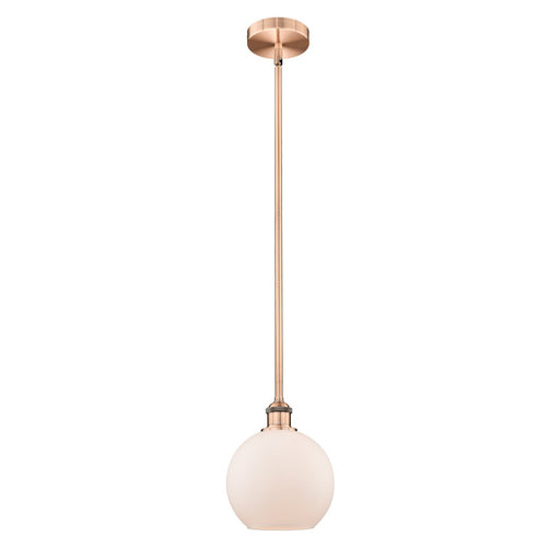 Innovations Athens 8in 1-Light Mini Pendant | Industrial Antique Copper Steel and Matte White Frosted Glass | Kitchen Island | Model 616-1S-AC-G121-8-LED