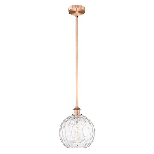 Innovations Athens Water Glass 10in 1-Light Mini Pendant | Industrial Antique Copper Steel and Clear Water Glass | Kitchen | Model 616-1S-AC-G1215-10