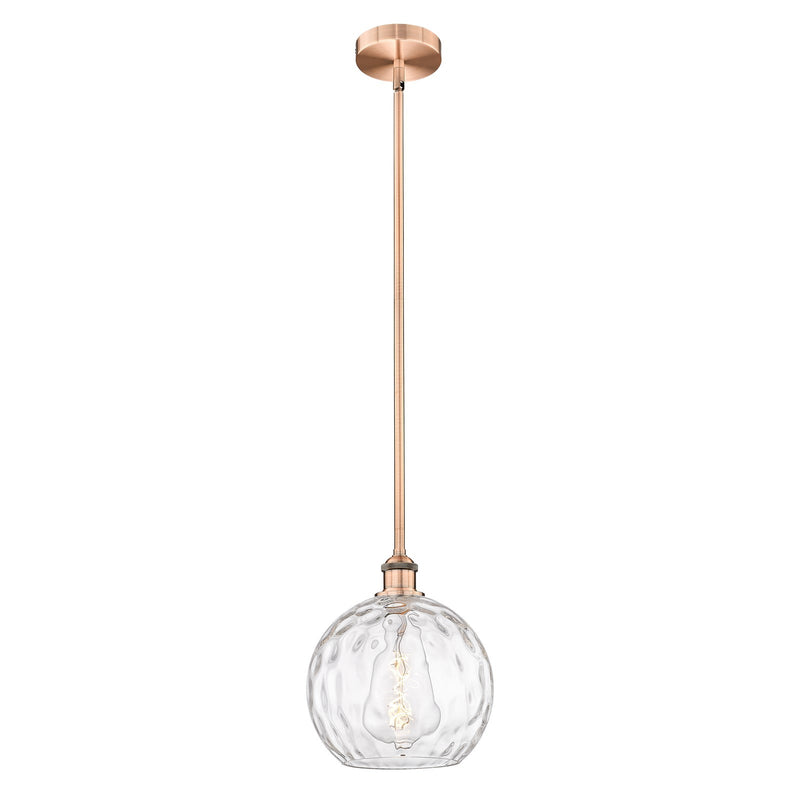 Innovations Athens Water Glass 10in 1-Light Mini Pendant | Industrial Antique Copper Steel and Clear Water Glass | Kitchen | Model 616-1S-AC-G1215-10-LED