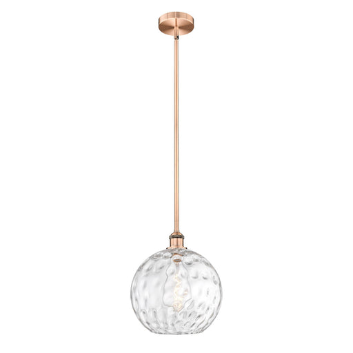 Innovations Athens Water Glass 12in 1-Light Mini Pendant | Industrial Antique Copper Steel and Clear Water Glass | Kitchen | Model 616-1S-AC-G1215-12