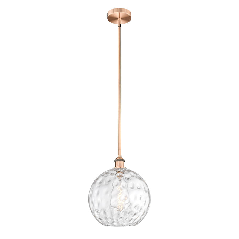 Innovations Athens Water Glass 12in 1-Light Mini Pendant | Industrial Antique Copper and Clear Glass | Kitchen Island & | Model 616-1S-AC-G1215-12-LED