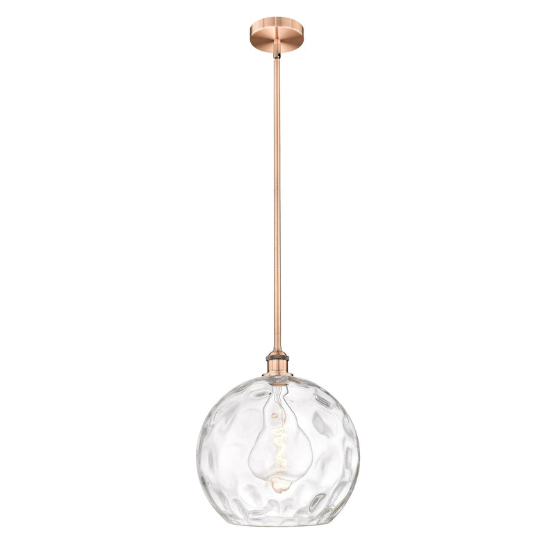 Innovations Athens Water Glass 13in 1-Light Pendant | Industrial Antique Copper Steel and Clear Glass | Kitchen Island & Dining | Model 616-1S-AC-G1215-14