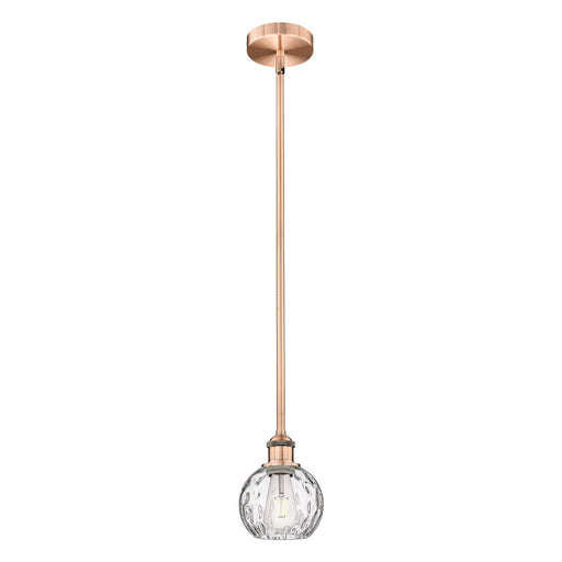 Innovations Athens Water Glass 6in 1-Light Mini Pendant | Industrial Antique Copper Steel and Clear Water Glass | Kitchen | Model 616-1S-AC-G1215-6-LED