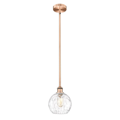 Innovations Athens Water Glass 8in 1-Light Mini Pendant | Industrial Antique Copper Steel and Clear Water Glass | Kitchen | Model 616-1S-AC-G1215-8-LED