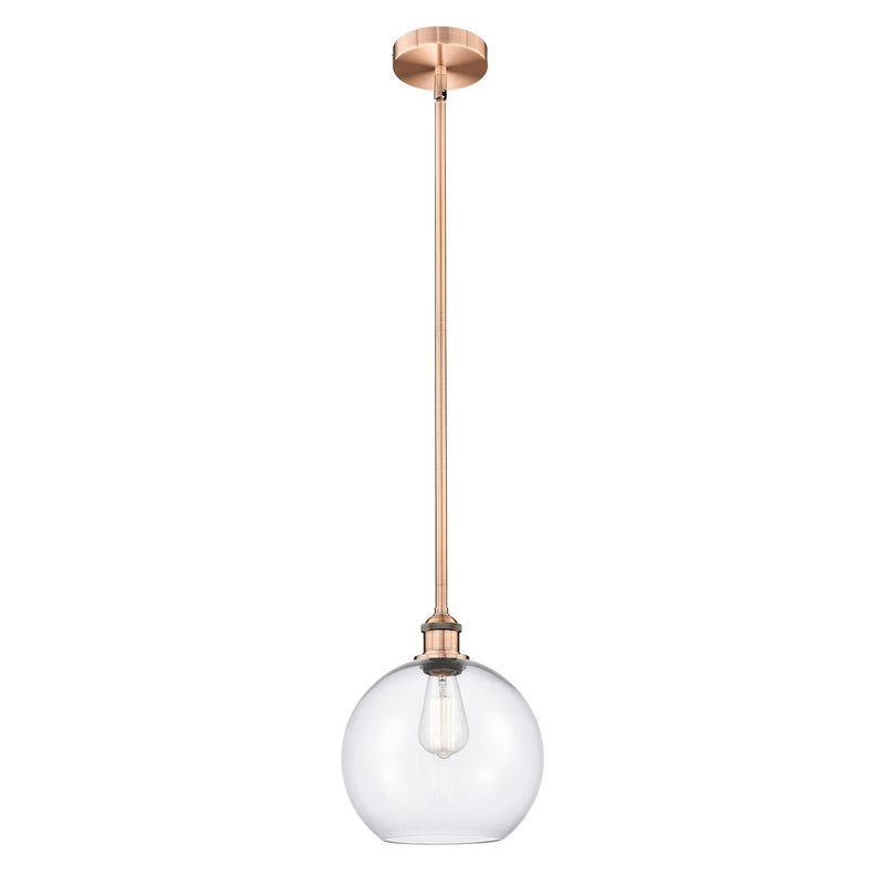 Innovations Athens 10in 1-Light Mini Pendant | Industrial Antique Copper Steel and Clear Glass | Kitchen Island & Dining Room | Model 616-1S-AC-G122-10